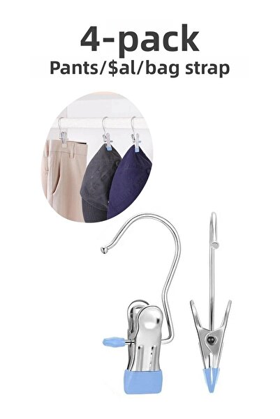 Hayveys Set of 4 Stainless Steel Straps - Pants, Shawls, Scarves, Bag with Pegs