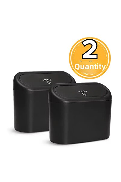 İK Kuzey سلة مهملات للسيارة قطعتان - حاوية قمامة محمولة بغطاء دفع لداخل السيارة