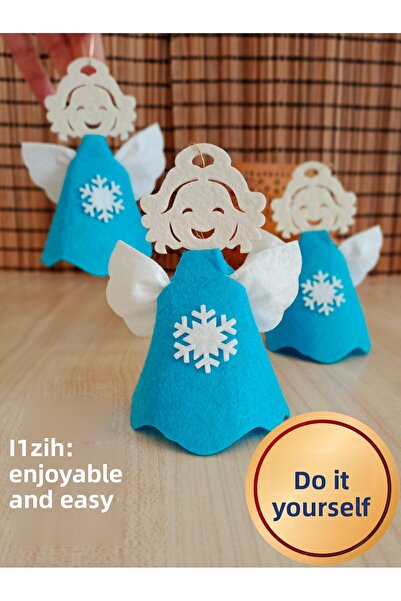 Kabajur زينة عيد الميلاد على شكل ملاك من اللباد الأزرق - مجموعة من 3 أنشطة صغ...