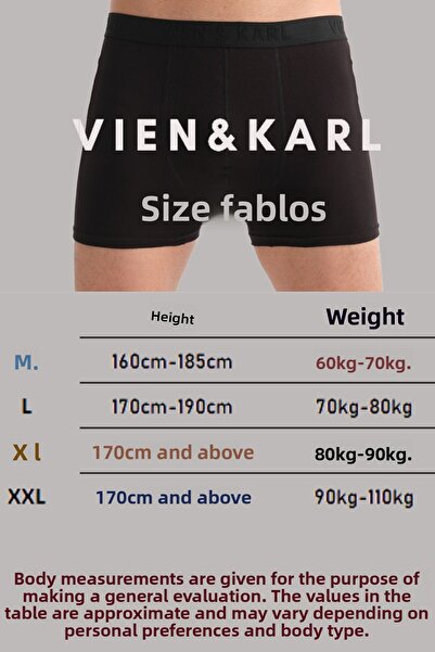 Vien&Karl Férfi fekete 6 részes dobozos egyenes lycra boxer