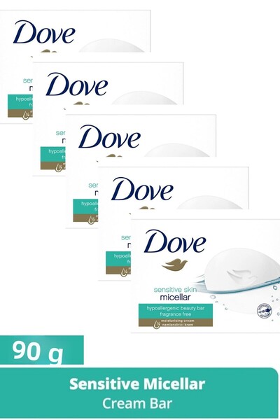 Dove صابونة كريم الجمال ميسيلار مرطبة للبشرة الحساسة 90 جرام 5 قطع