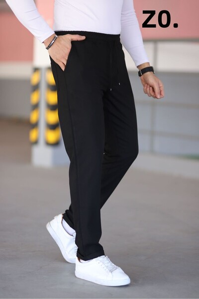 Bürke Ανδρικό υφασμάτινο παντελόνι Jogger με ελαστική μέση με κορδόνια σε μαύρο χρώμα