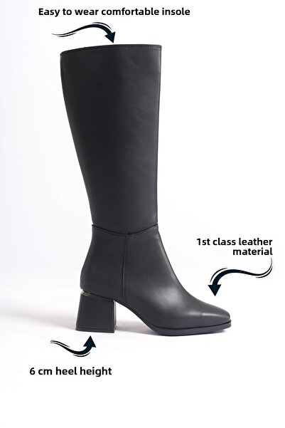 Limeo Γυναικείες μακριές μπότες με γυαλιστερό λεπτομέρεια με φερμουάρ κάτω από το γόνατο