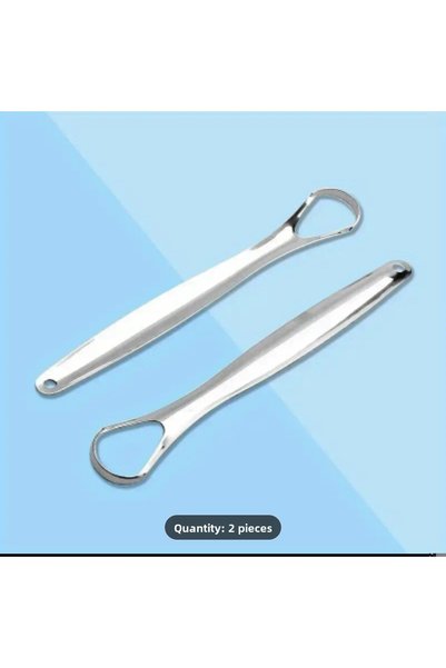 ORGANICYOU Changsha 2Pcs Reusable Stainless Steel Tongue Cleaner, Tongue Scraper, Oral Cleaning