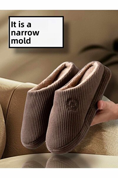 Behtah Kundura Бродирани кадифени мъжки затворени предни зимни чехли Ежедневни вътрешни чехли Dowry Bohça