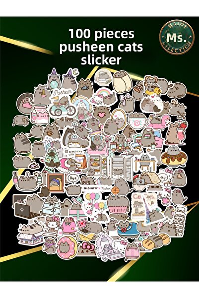 MS Major Selection مجموعة من 100 ملصق لطيف على شكل قطة بوشين - ملصقات مقاومة ...
