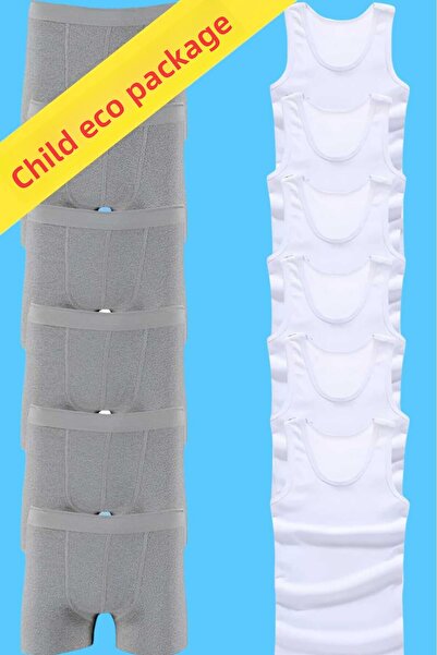 Tezzgelsin طقم ولادي مزدوج قطن ممشط 6 فانلة داخلية 6 بوكسرات