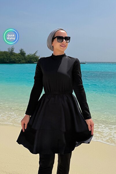 Ka Hijab Princess Full Covered 2-Piece Hijab Swimsuit - Black