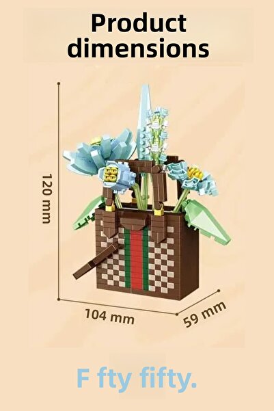 Vagonlife Panlos Boutique Series Brown Checkered Bag Figure 688 Pieces Toy Building Set -Ffp1075