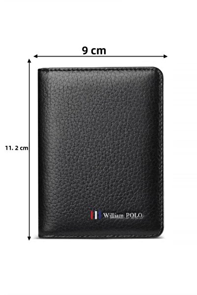William Polo Ανδρική θήκη για κάρτες πορτοφολιού από γνήσιο δέρμα ιταλικής κατασκευής Premium Classic Black