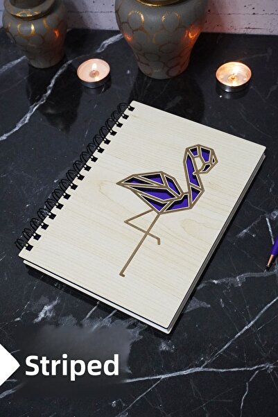 markcat دفتر ملاحظات مخطط بطابع فلامنغو - غطاء خشبي، جدول الأعمال والمدرسة (A...