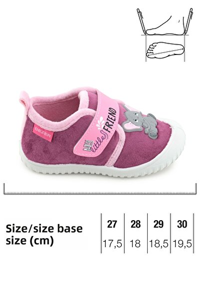 GEZER Girl's Winter Single Velcro Adjustable Comfortable Sole Home, Garden, School, Nursery Slippers Shoes