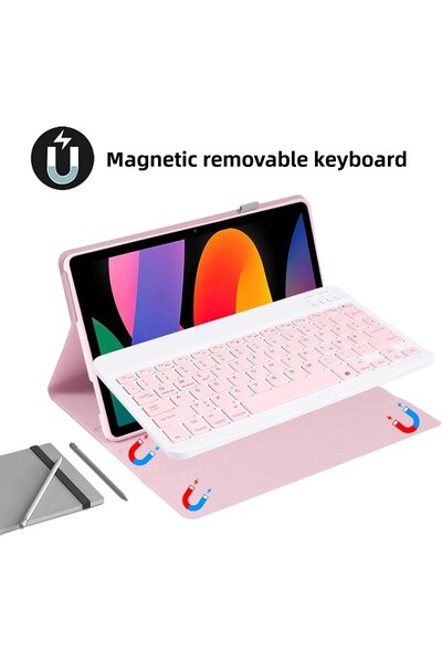 m.tk moveteck Xiaomi Redmi Pad Se 11 Inch Compatible Bluetooth-Compatible Case with Stand and Pen Compartment and Keyboard Magnetic