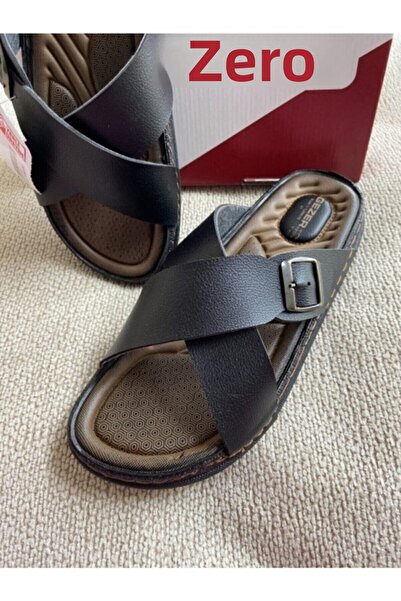 GEZER Men's Orthopedic Comfortable Sole Cross Adjustable Black Men's Slippers