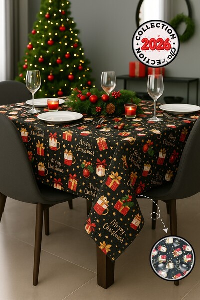Soft Kare New Year Themed Linen Textured Liquid-Proof Tablecloth – Stylish and Durable