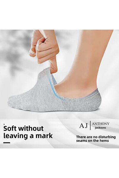 ANTHONY JACKSON 10 Pairs Boxed BAMBOO Premium Unisex Seamless Invisible Non-Slip Silicone Ballerina Socks Brook
