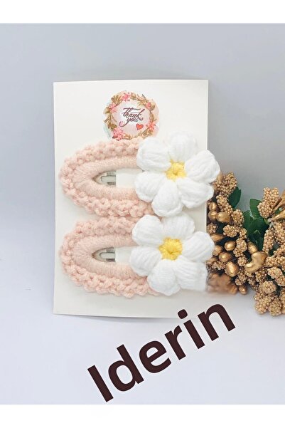 İnDerin مشبك شعر ديزي محبوك بلون مسحوق مكون من قطعتين - للرضع والأطفال والمرا...