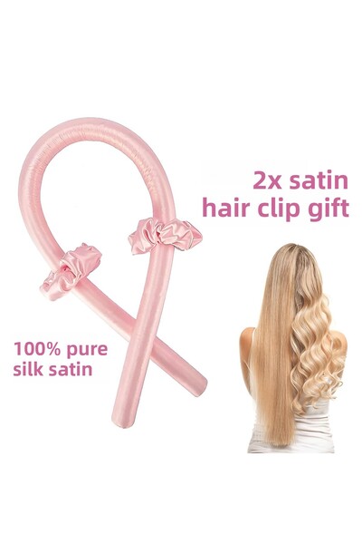 Deko Dekor Set de coafură fără căldură, pudră, roz satin, sos de păr, set de ...