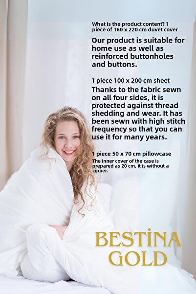 BESTİNA GOLD Harmony Hues fonallal festett természetes egyszemélyes paplanhuzat szett (rugalmas lepedővel)