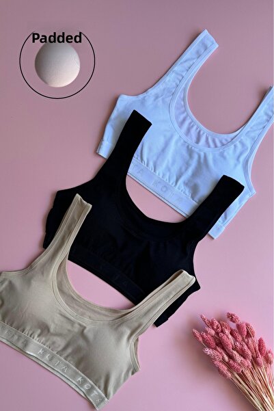 Elosia Fiora | 3 részes pamut fekete, fehér és bőr színű, pántos női melltartó-alsóing