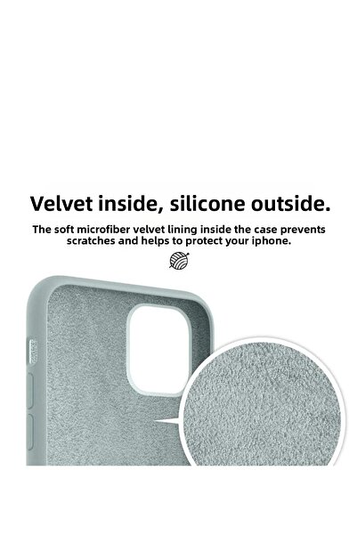 KVK PRİVACY Apple iPhone 13-14-15 Launch Case with Velvet Inside, Raised Camera Silicone Cover, Gray