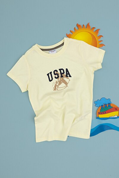 U.S. Polo Assn. تي شيرت برقبة دائرية للأولاد باللون الليموني 50307313-VR035