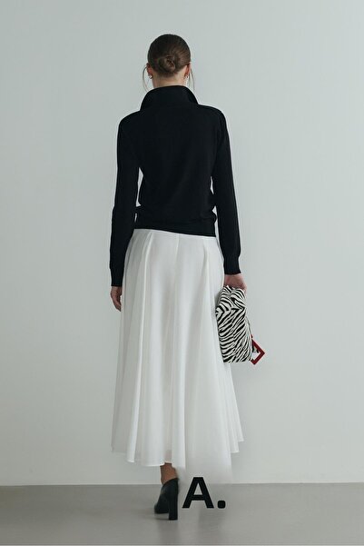 Suud Collection White Liza Belted Skirt