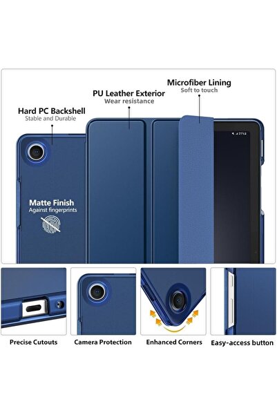 UnDePlus Samsung Galaxy Tab A9 8.7Inch Compatible Case New Pu Leather Smart Stand Case with Sleep Mode X110 X115 X117