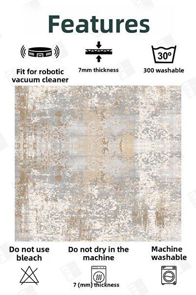 Faiend Machine Washable Non-Slip Base Stain Resistant Kitchen Carpet Living Room Carpet and Runner (4)