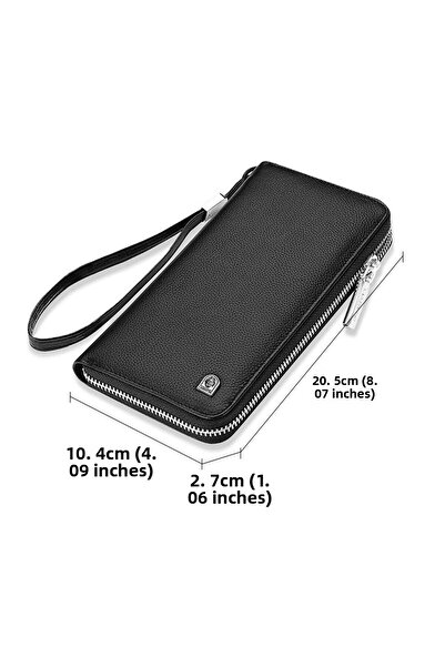 Laorentou Milano originální kožená italská ručně vyrobená dlouhá pánská peněženka na zip - dlouhý pánský držák na karty