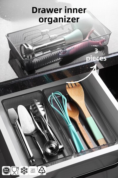 Nandy Home 3 قطع من درج وحامل أدوات المائدة ومنظم أدوات المائدة