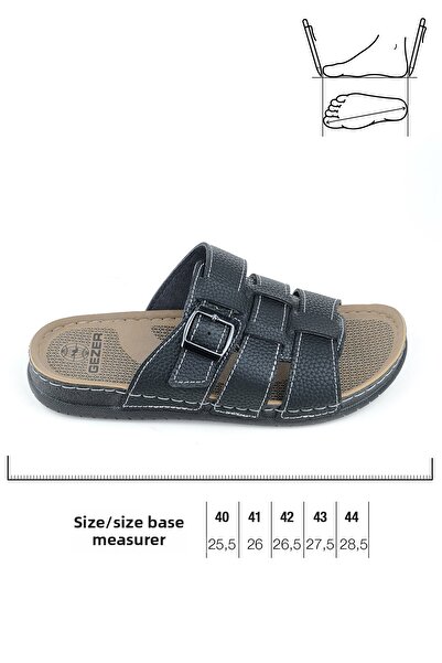 GEZER Ανδρικές καλοκαιρινές παντόφλες με μονό αγκράφα από συνθετικό δέρμα ρυθμιζόμενο καθημερινά