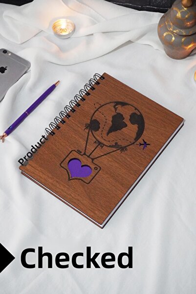 markcat دفتر ملاحظات ذو طابع بالون طائر بغطاء خشبي - جدول أعمال/كتاب مدرسي - ...