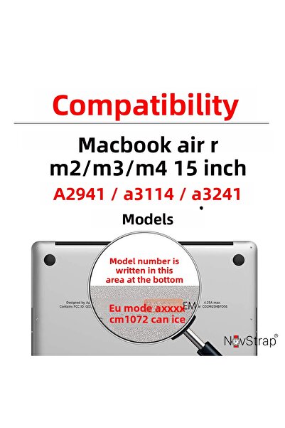 NovStrap MacBook Air 15'Z Kayla - Glossy Case Compatible with Water Pocket Transparent Keyboard Case