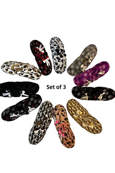 AkınalBella Papuci de casă pentru femei (SET de 3) Papuci de covor Zenne