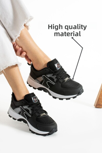 Devida Black-White Comfortable Sole Waterproof Sneakers