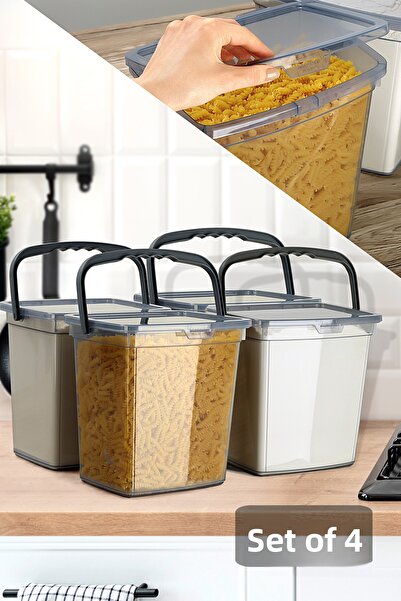 Meleni Home حاوية دقيق وبقوليات 4 قطع سعة 6 لتر - سلسلة بلاتينيوم