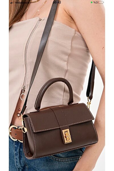 zetus حقيبة يد وكتف نسائية نورا موديل بلون القهوة المرة