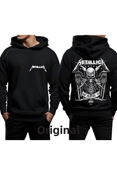 Orijin Tekstil Metallica San Francisco Est 1981 Μπροστινό πίσω μπλούζα με στάμπα με μαύρη κουκούλα