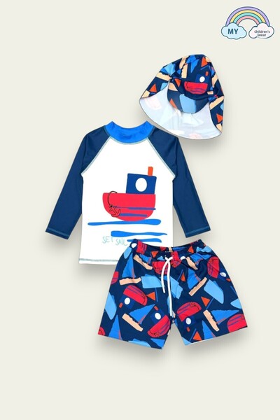 My Kids Wear Σετ μαγιό με μοτίβο με καπό αντηλιακής προστασίας