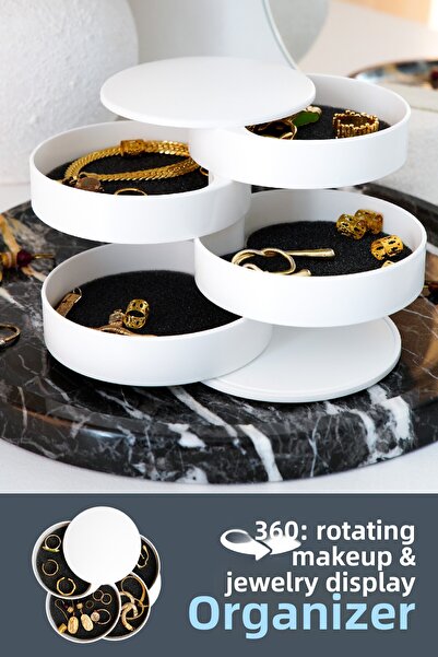 Vienev Οργανωτής κοσμημάτων και μακιγιάζ με περιστρεφόμενο κύλινδρο 4 επιπέδων