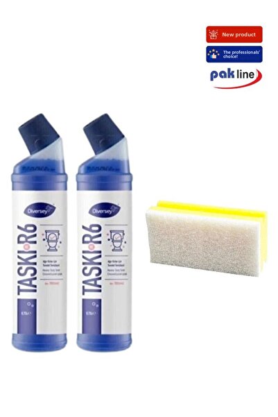 PAKLİNE Di̇versey Toilet Cleaner Taskı R6 Wc 750ml 2 Pieces + Sensitive Cleaning Sponge 1 Piece 160Gr