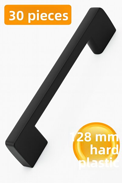 Badem10 (Hard Plastic) 30 Pieces Bridge 128 mm Black Furniture Kitchen Drawer Cupboard Cabinet Handle Knob Handles