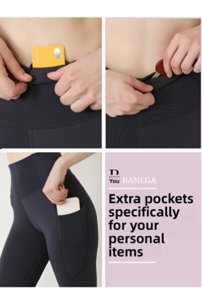 BANEGA Κολάν αθλητικό γυναικείο ψηλόμεσο με διπλές τσέπες - Μωβ Push Up