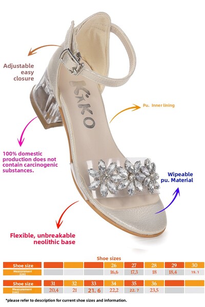 KARAMAZI 790 Model Vakko Stone 3 cm Transparentní sandály na podpatku pro dívky