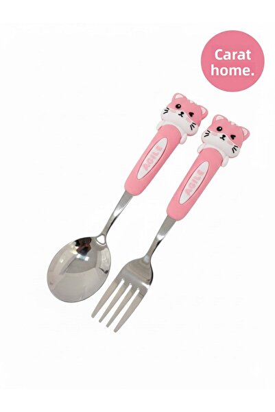 Tasarım Evi Ultra Luxury Stainless Steel Children's Food Spoon and Fork Set