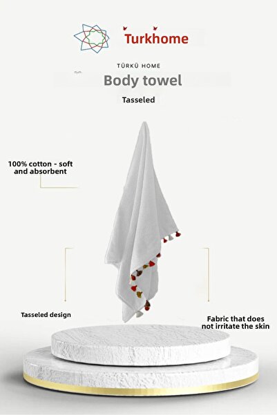 Türkühome Tasseled Soft Cotton Towel |   Highly Absorbent Body Towel |   70X1...