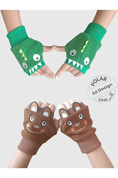 Casabony قفازات من الصوف بتصميم الدب والتمساح مكونة من قطعتين
