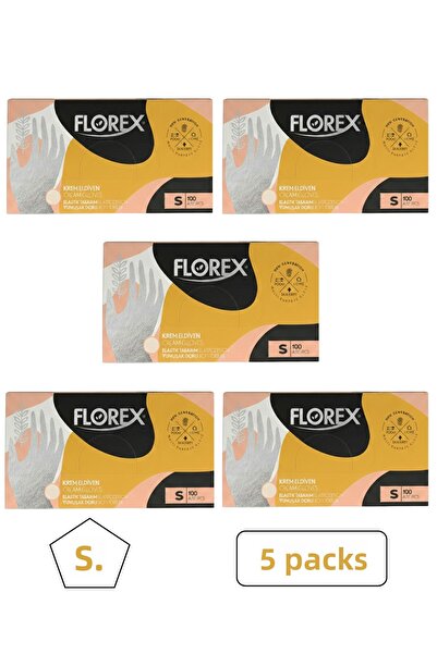 Florex Cream Tpe Gloves 100 Pieces Size S 5 Packs