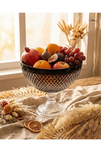Paşabahçe Crystal Handcrafted Footed Fruit Bowl/Salat Bowl
